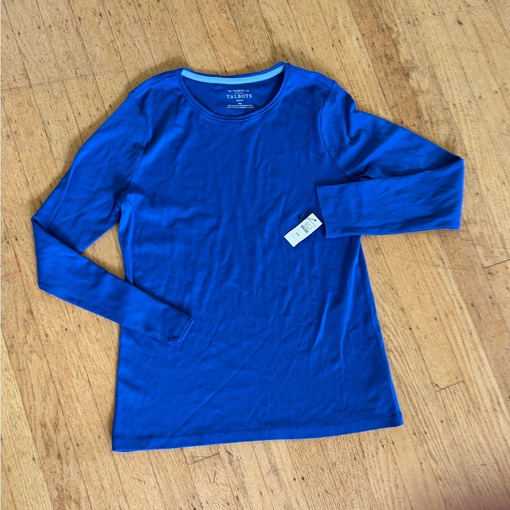 Talbots 100% Pima cotton long sleeve tee cobalt blue